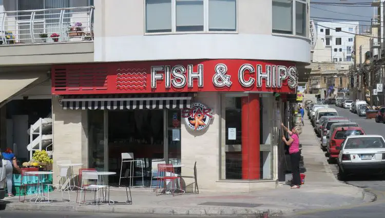 Star Fish Bar Der Eingang des Restaurants Start Fish Bar in Gzira, auf Malta.